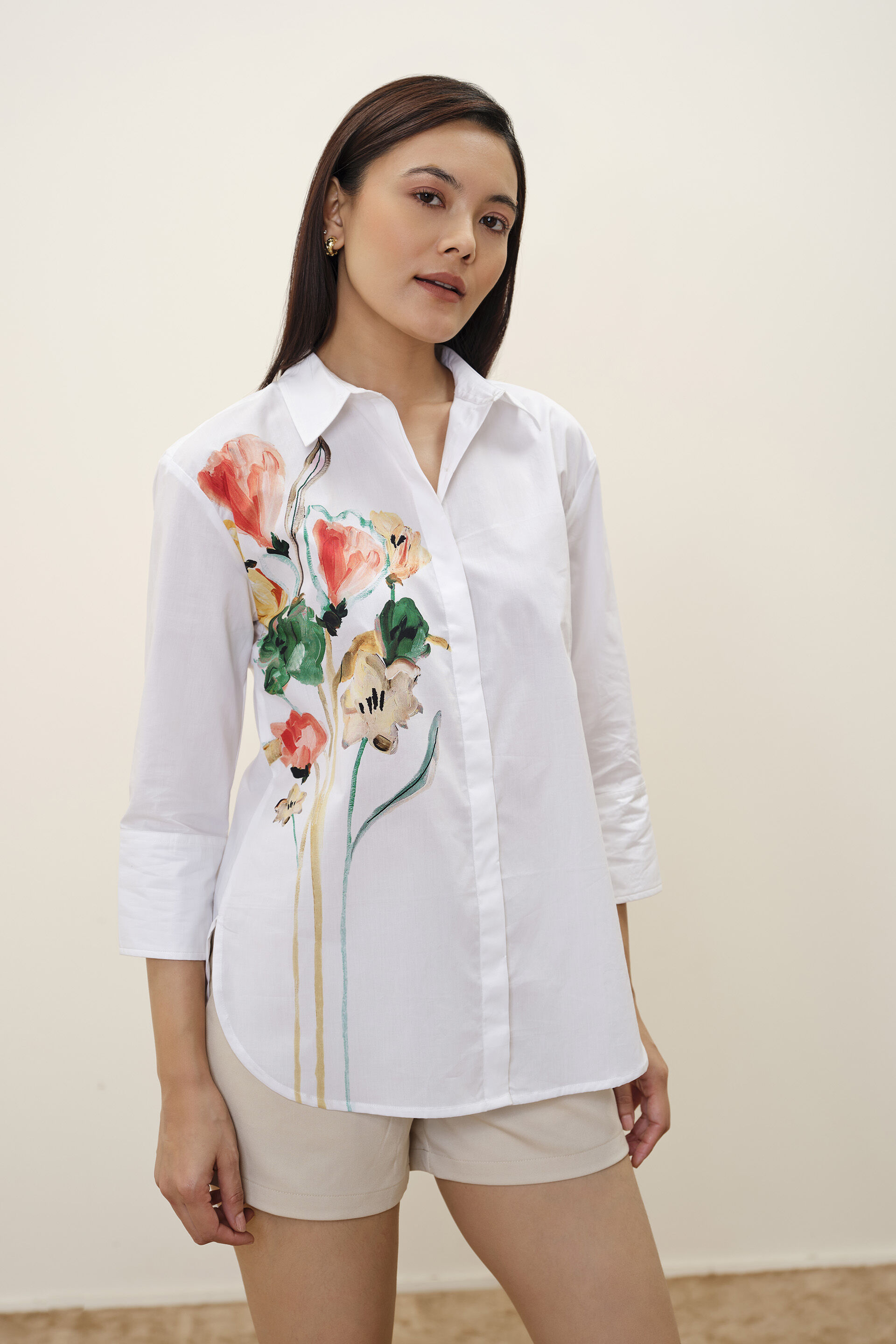 Leona Printed White Shirt